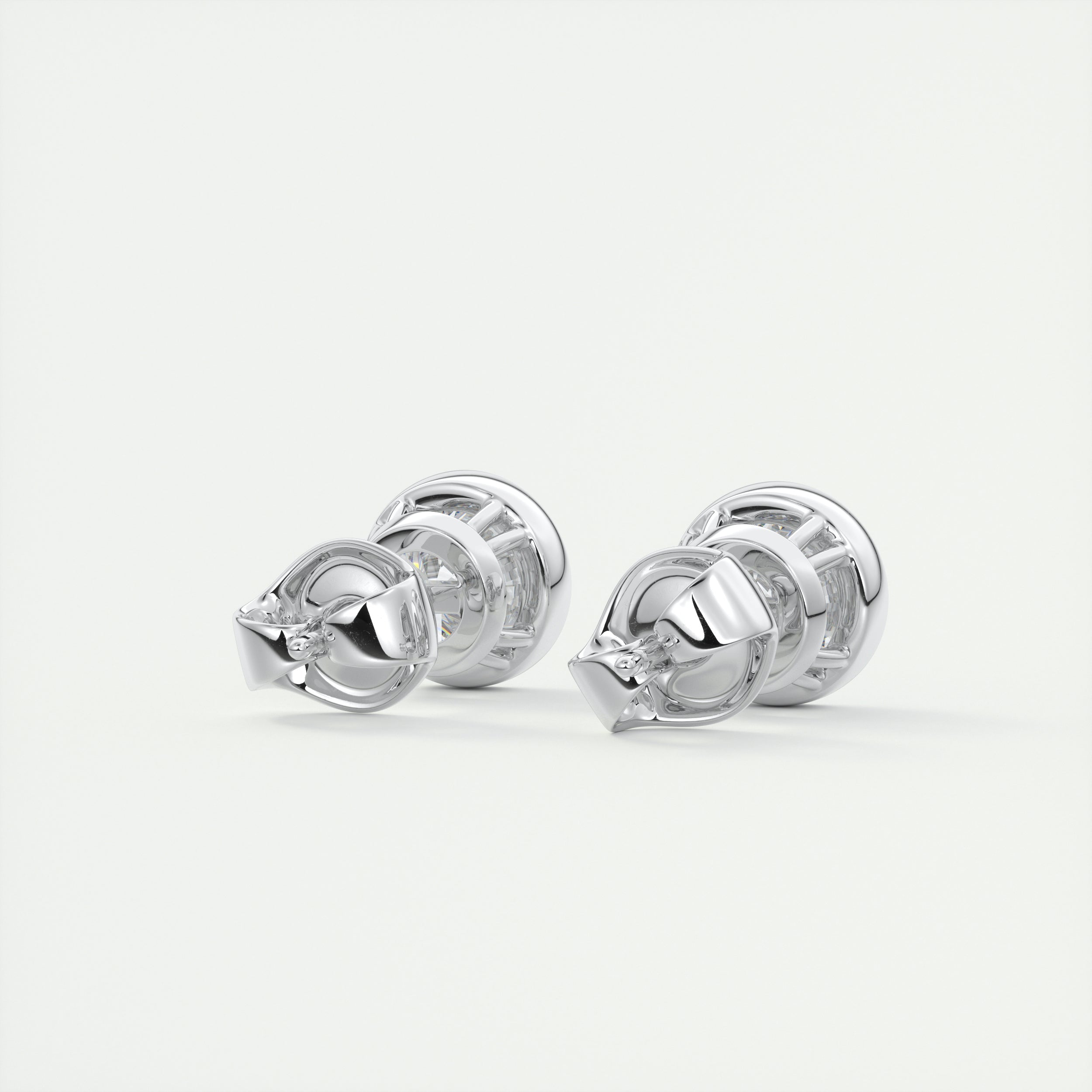 1.0CT Round Bezel Solitaire D-VVS Lab Grown Diamond Earrings