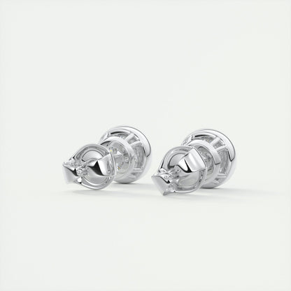 1.0CT Round Bezel Solitaire D-VVS Lab Grown Diamond Earrings