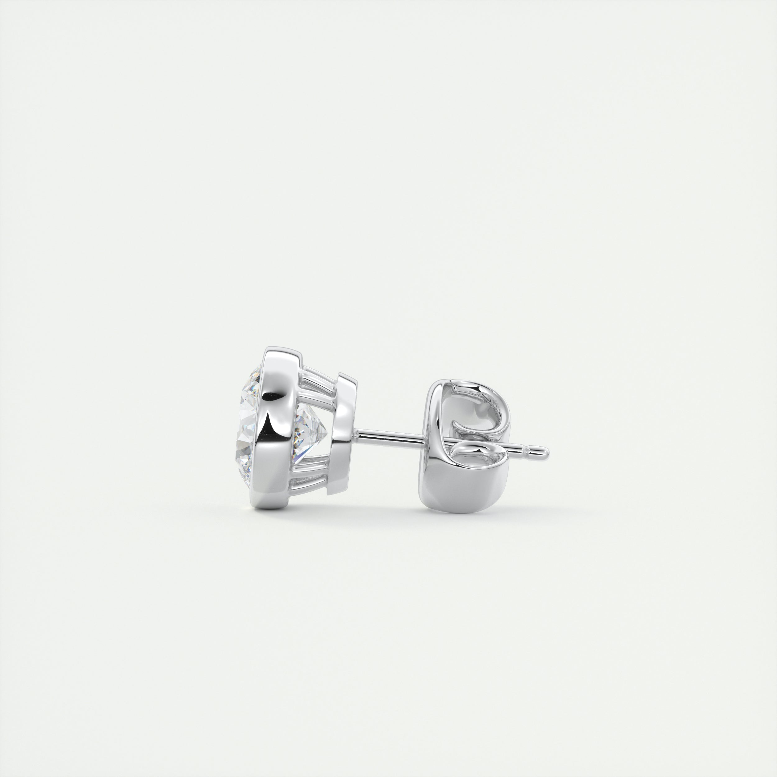 1.0CT Round Bezel Solitaire D-VVS Lab Grown Diamond Earrings