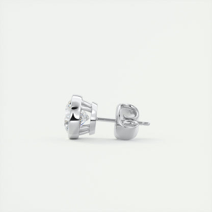 1.0CT Round Bezel Solitaire D-VVS Lab Grown Diamond Earrings