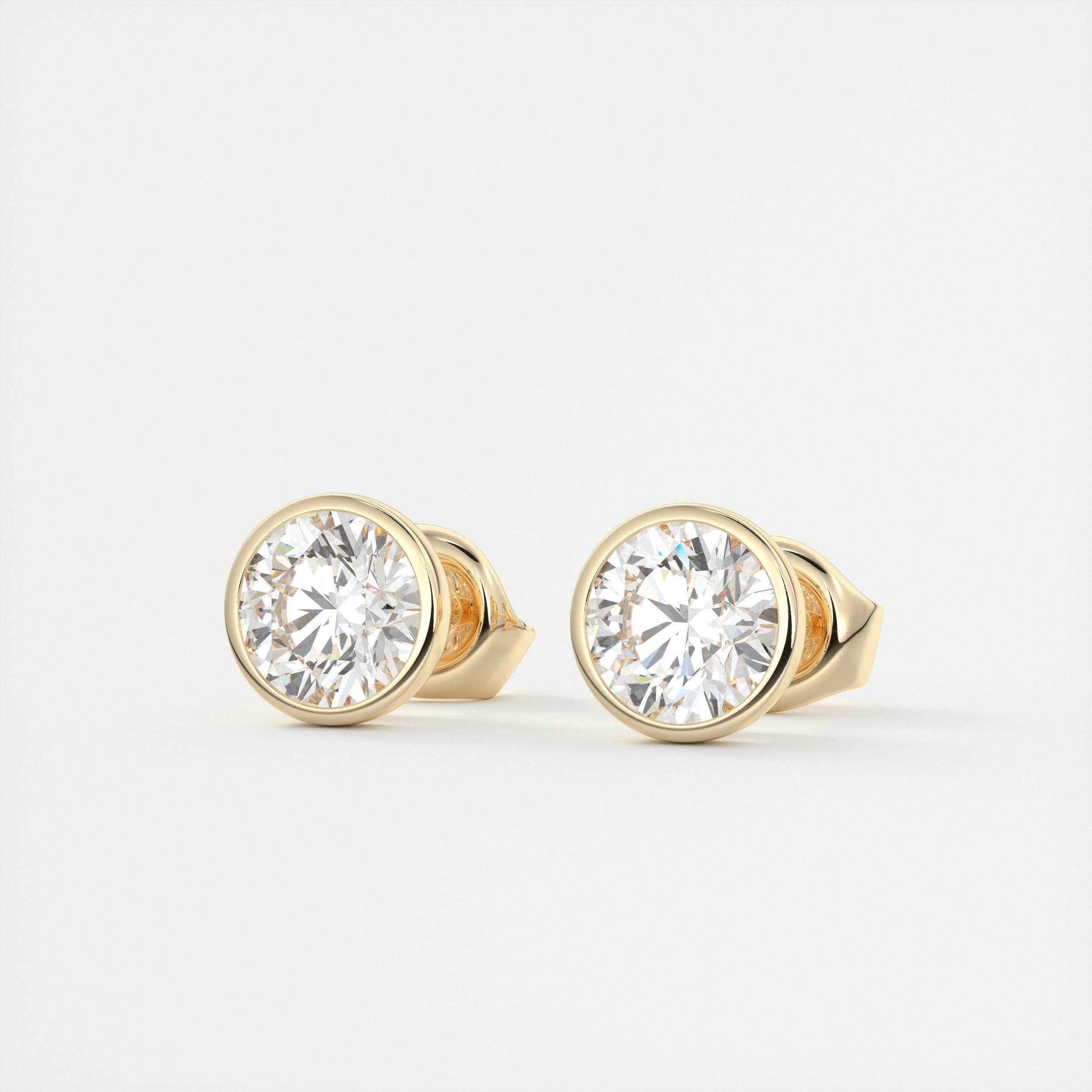 1.0CT Round Bezel Solitaire D-VVS Lab Grown Diamond Earrings