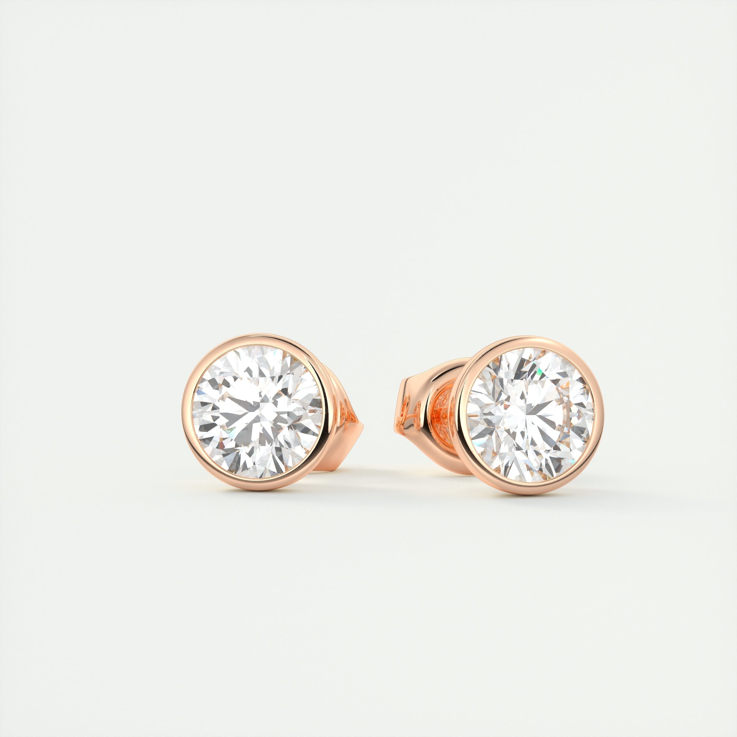 1.0CT Round Bezel Solitaire D-VVS Lab Grown Diamond Earrings