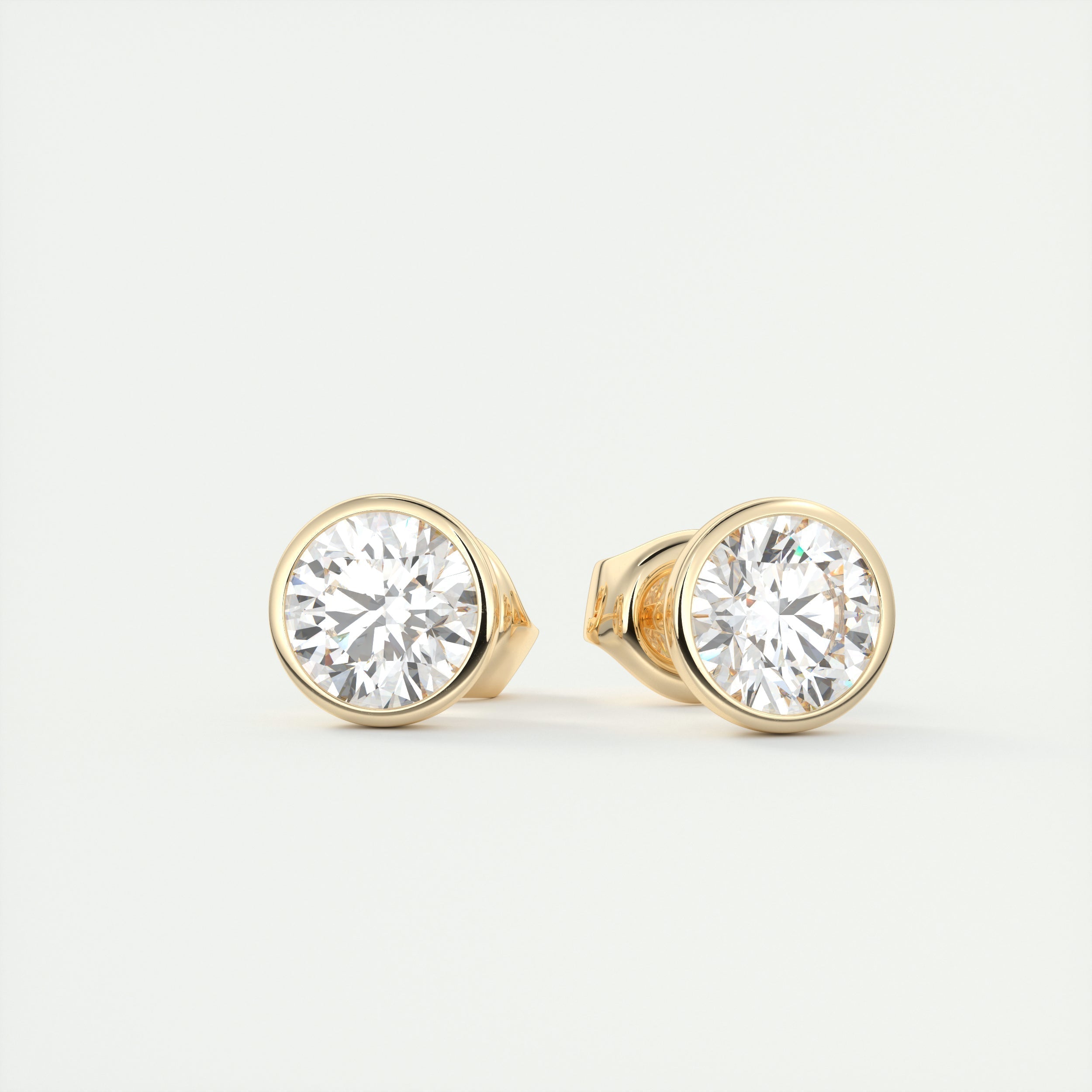 1.0CT Round Bezel Solitaire D-VVS Lab Grown Diamond Earrings