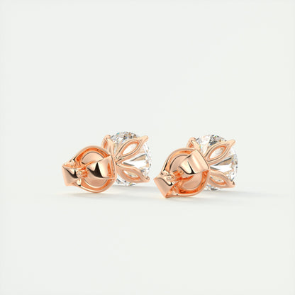 1.0CT Round Solitaire D-VVS Lab Grown Diamond Earrings