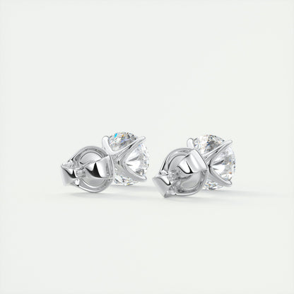 1.0CT Round Solitaire D-VVS Lab Grown Diamond Earrings