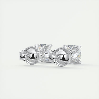 1.0CT Round Solitaire D-VVS Lab Grown Diamond Earrings