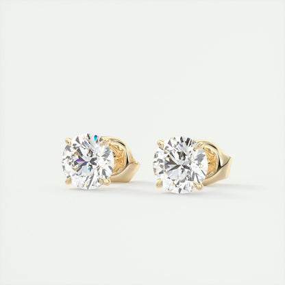 1.0CT Round Solitaire D-VVS Lab Grown Diamond Earrings