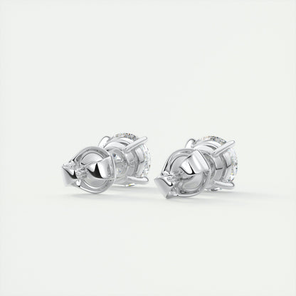 1.0CT Round Solitaire D-VVS Lab Grown Diamond Earrings