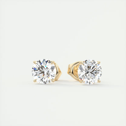 1.0CT Round Solitaire D-VVS Lab Grown Diamond Earrings