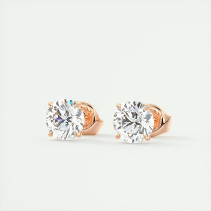 1.0CT Round Solitaire D-VVS Lab Grown Diamond Earrings