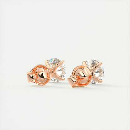 1.0CT Round Solitaire D-VVS Lab Grown Diamond Earrings