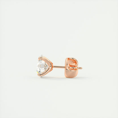 1.0CT Round Solitaire D-VVS Lab Grown Diamond Earrings