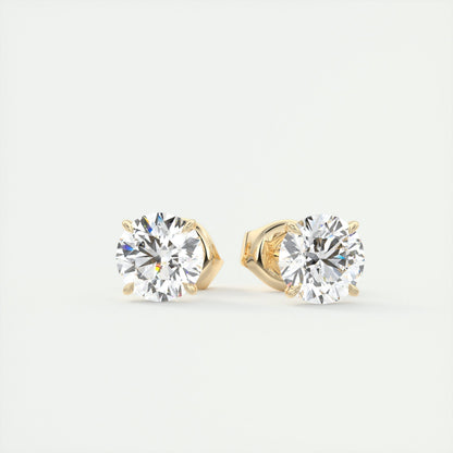 1.0CT Round Solitaire D-VVS Lab Grown Diamond Earrings