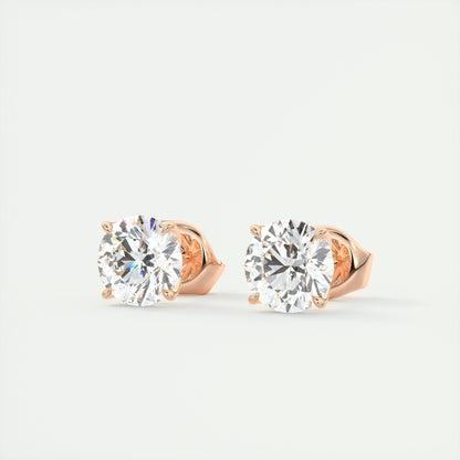 1.0CT Round Solitaire D-VVS Lab Grown Diamond Earrings
