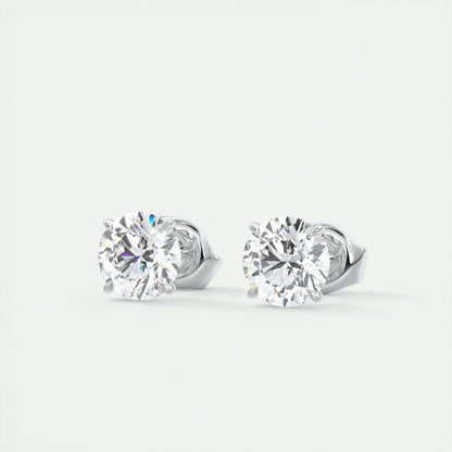 1.0CT Round Solitaire D-VVS Lab Grown Diamond Earrings