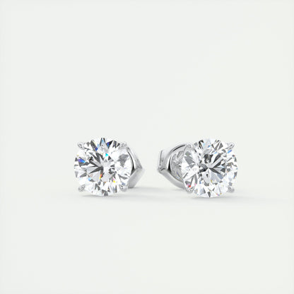 1.0CT Round Solitaire D-VVS Lab Grown Diamond Earrings