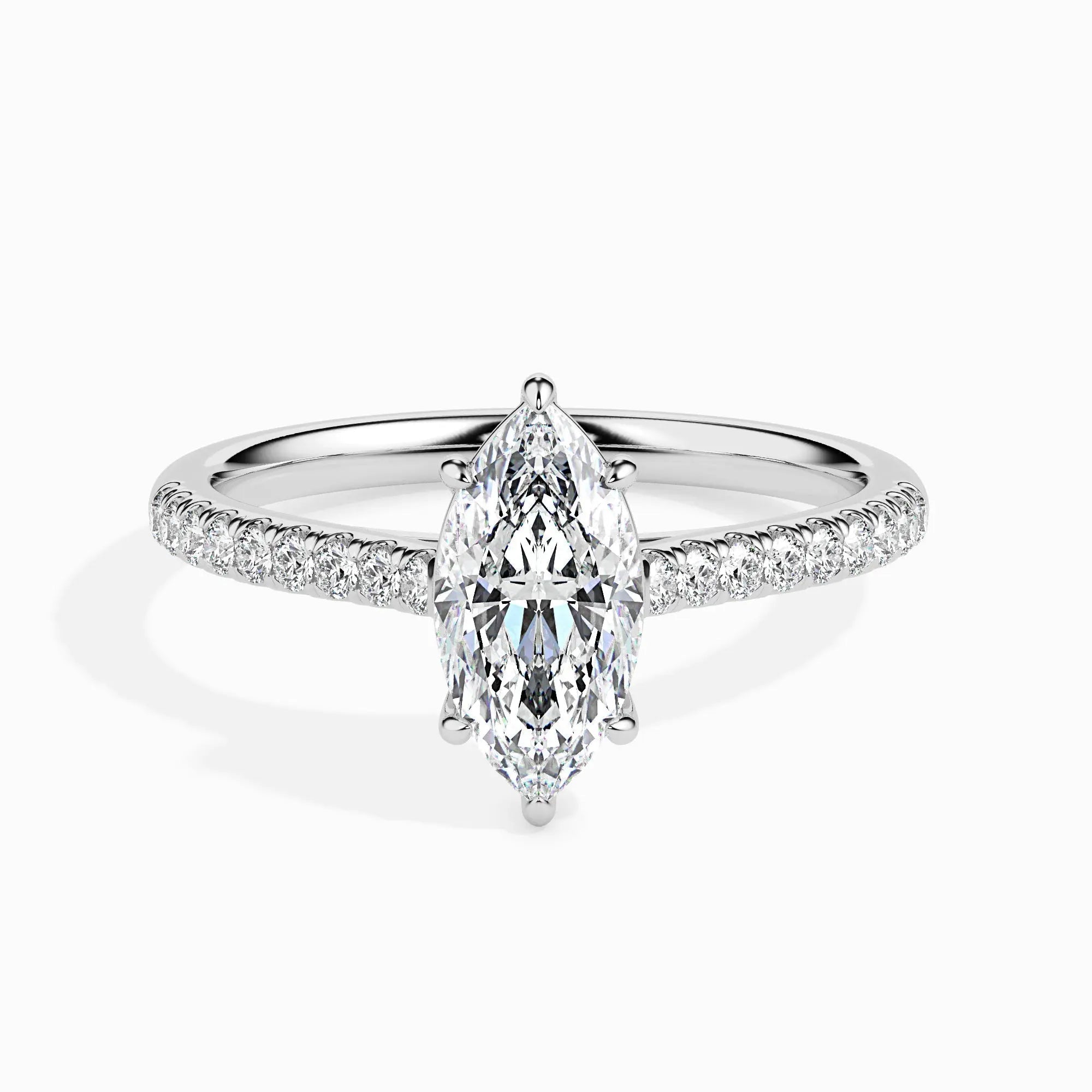 1.0ct Marquise D- VVS Lab Grown Diamond Pave Engagement Ring