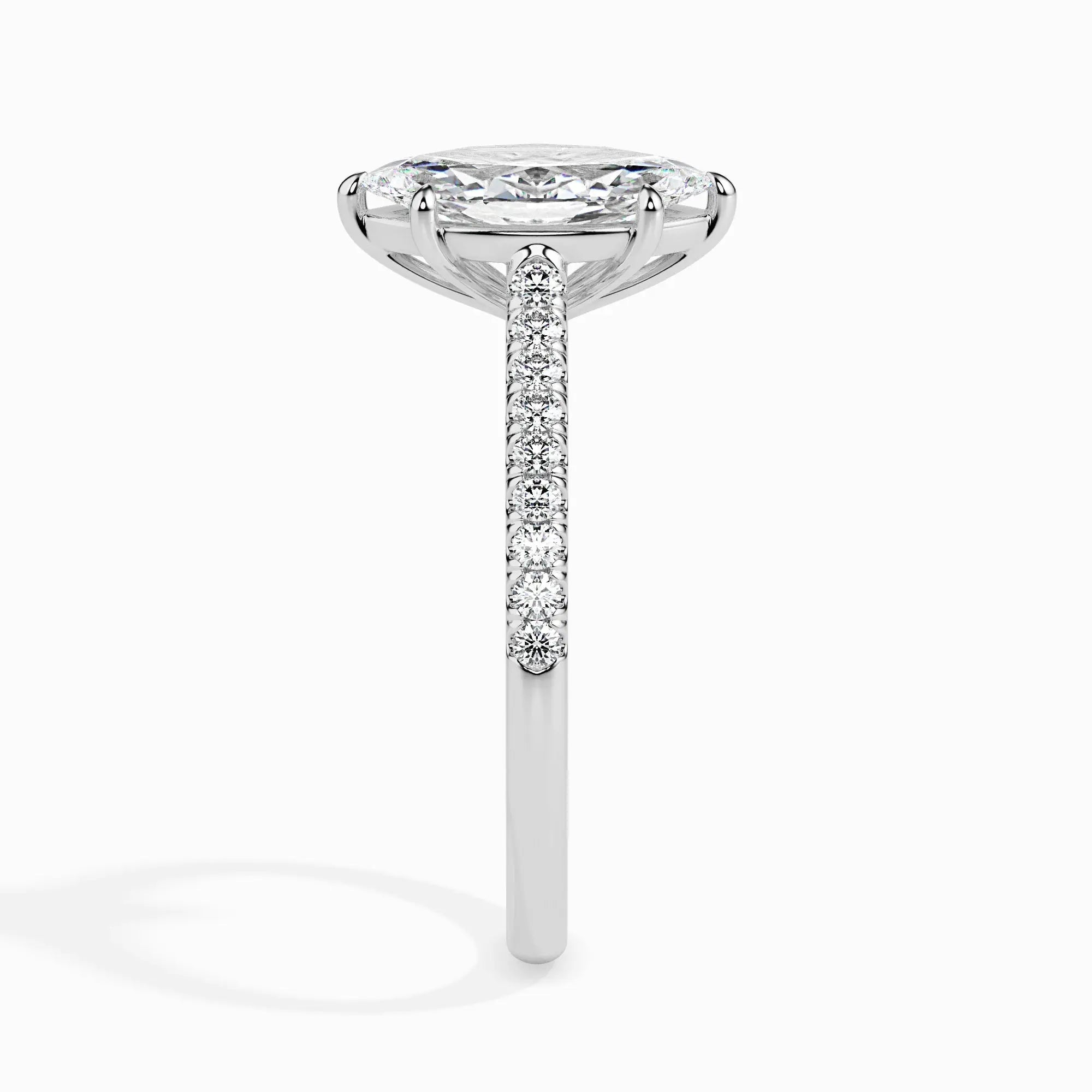1.0ct Marquise D- VVS Lab Grown Diamond Pave Engagement Ring