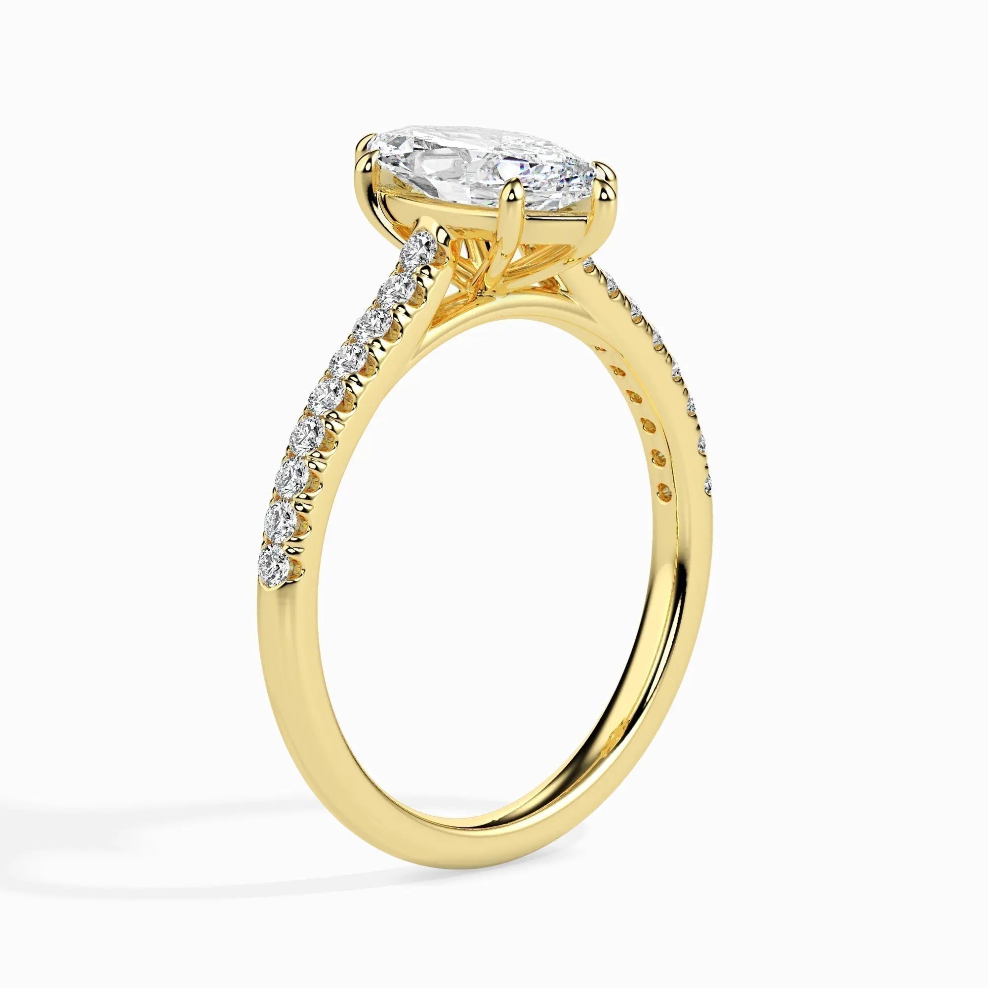 1.0ct Marquise D- VVS Lab Grown Diamond Pave Engagement Ring