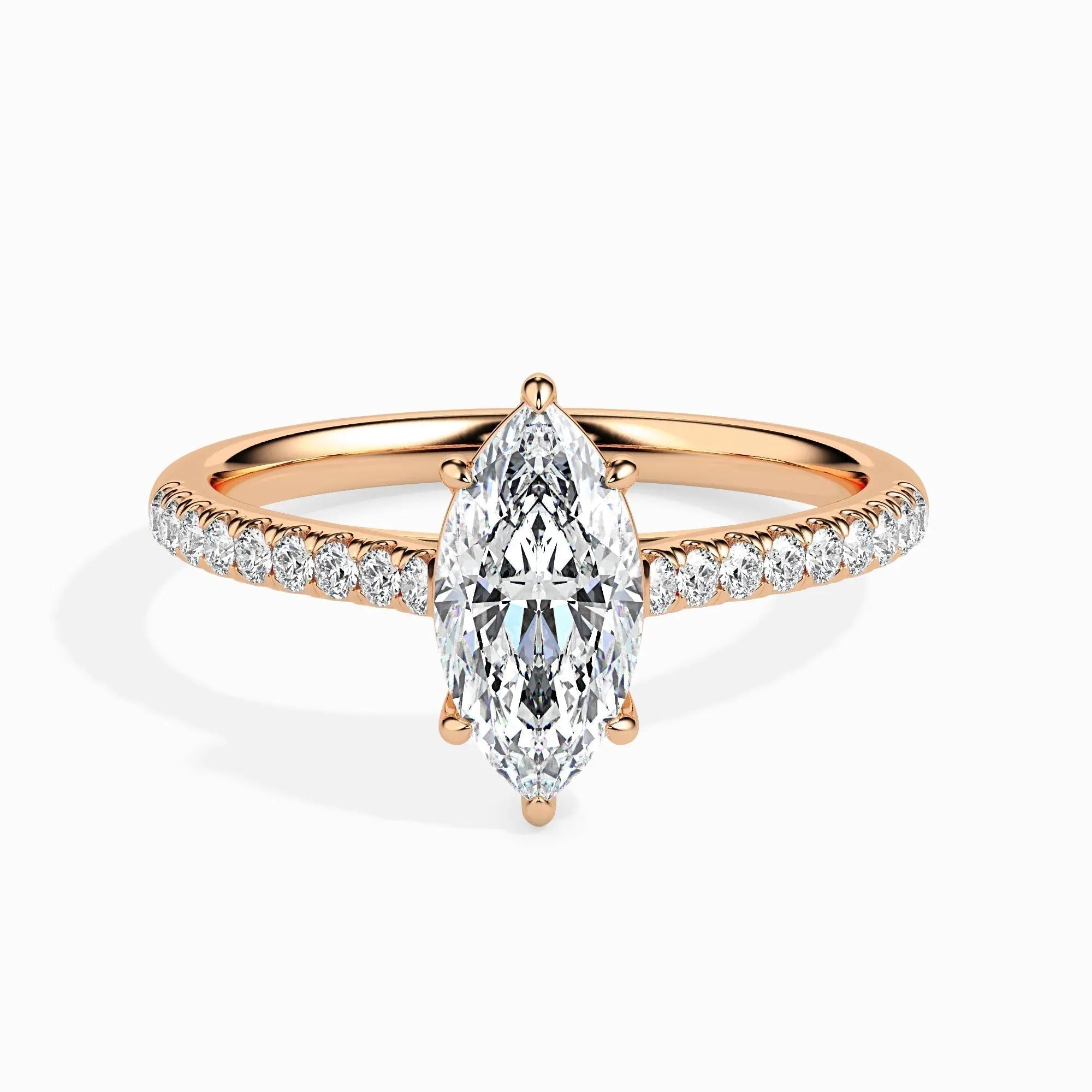 1.0ct Marquise D- VVS Lab Grown Diamond Pave Engagement Ring