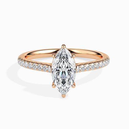 1.0ct Marquise D- VVS Lab Grown Diamond Pave Engagement Ring