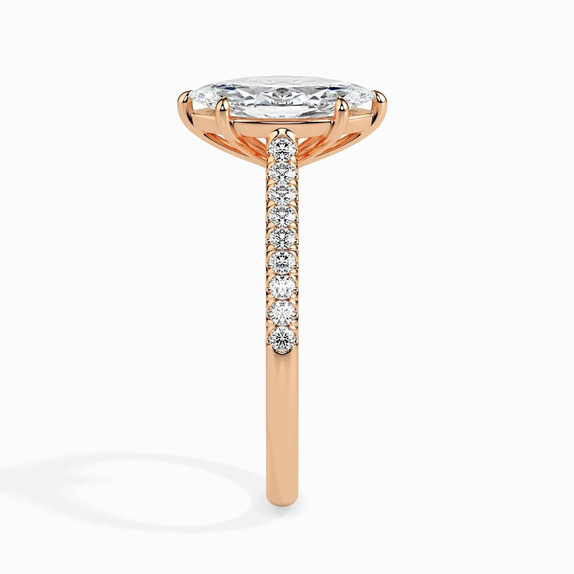 1.0ct Marquise D- VVS Lab Grown Diamond Pave Engagement Ring