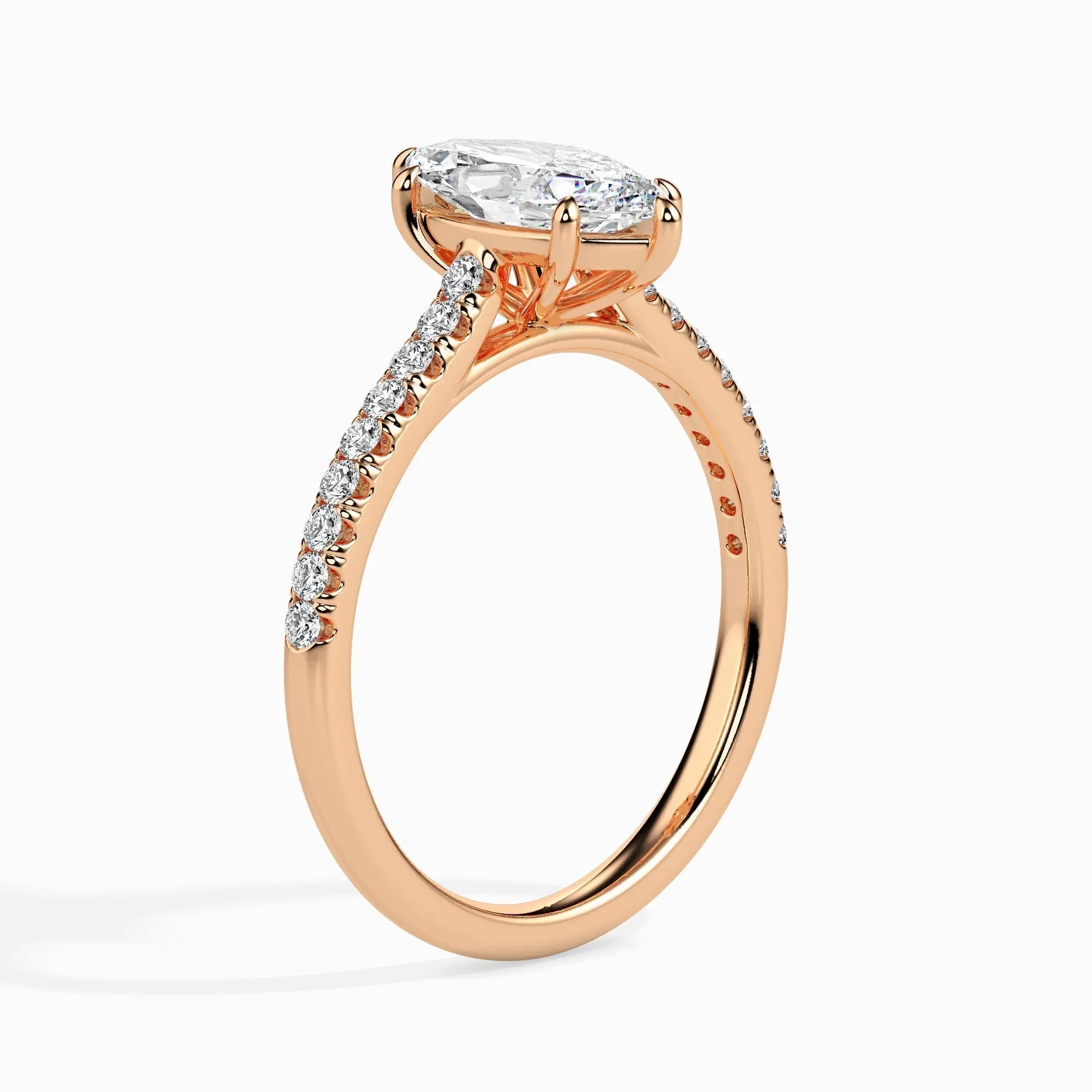 1.0ct Marquise D- VVS Lab Grown Diamond Pave Engagement Ring
