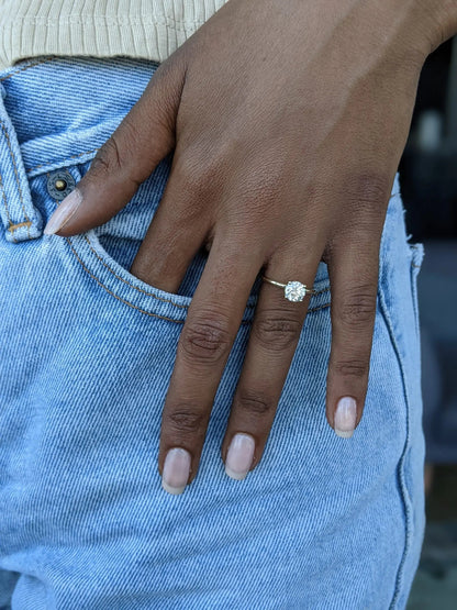 1.50 ct Round D- VVS Lab Grown Diamond Hidden Halo Engagement Ring