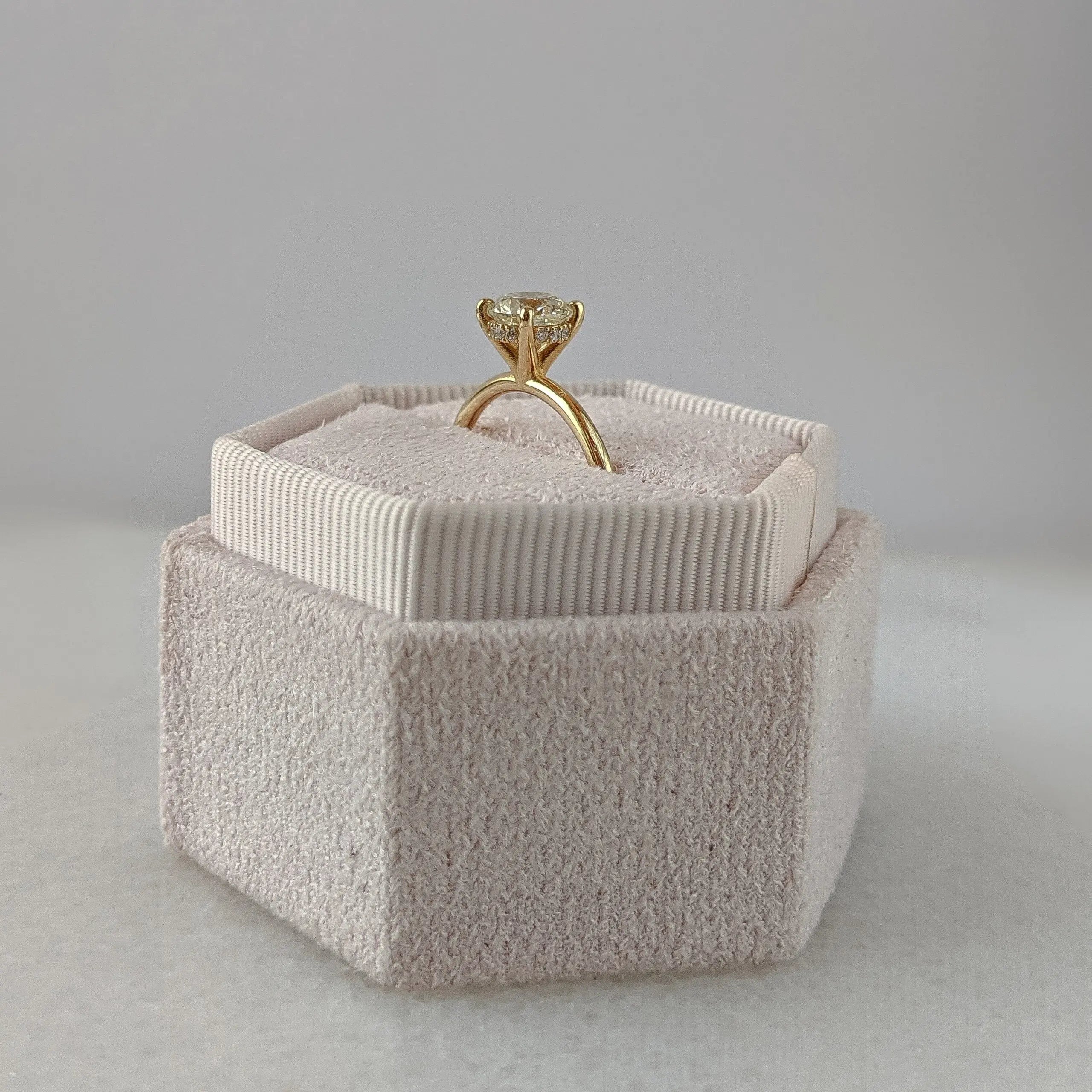 1.50 ct Round D- VVS Lab Grown Diamond Hidden Halo Engagement Ring