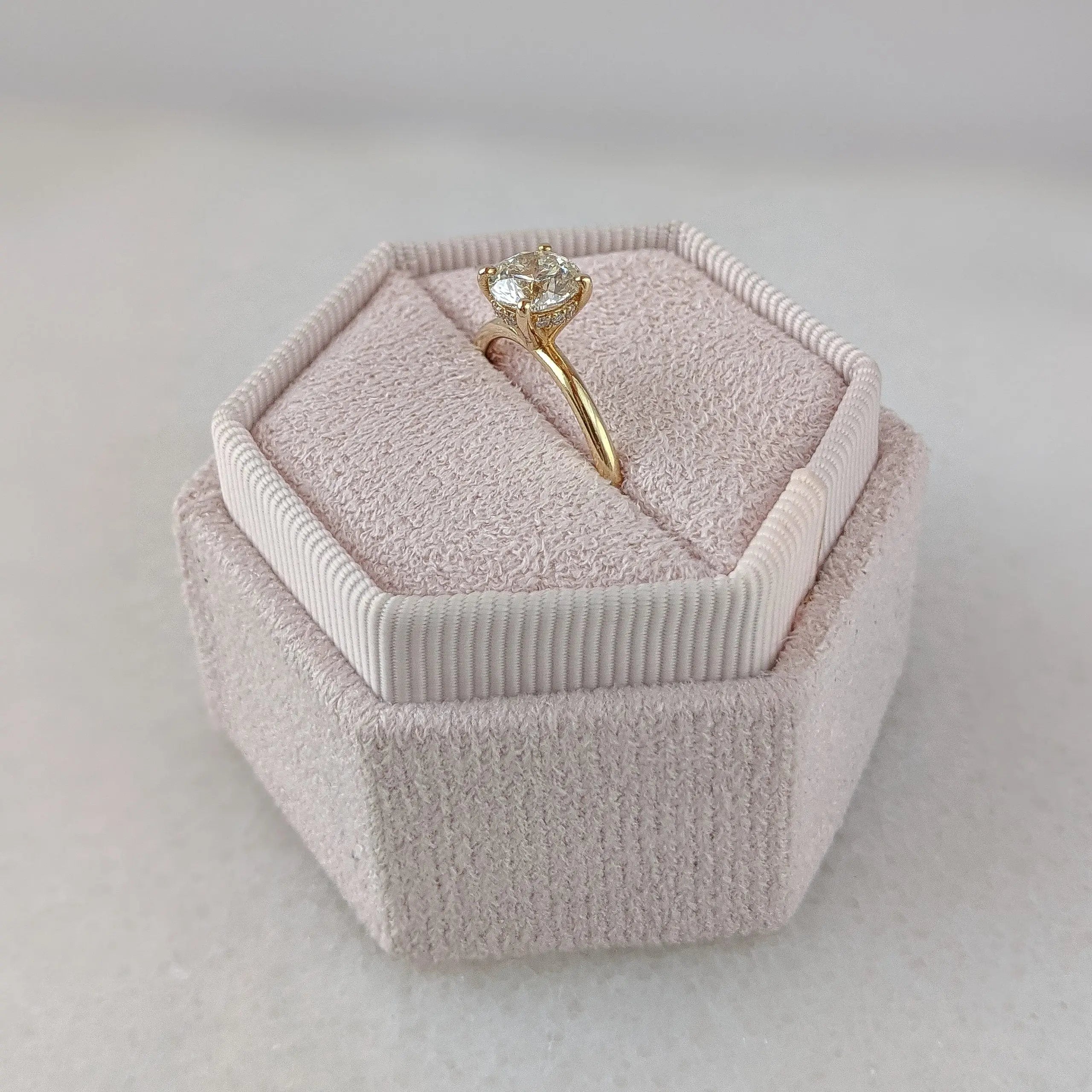 1.50 ct Round D- VVS Lab Grown Diamond Hidden Halo Engagement Ring