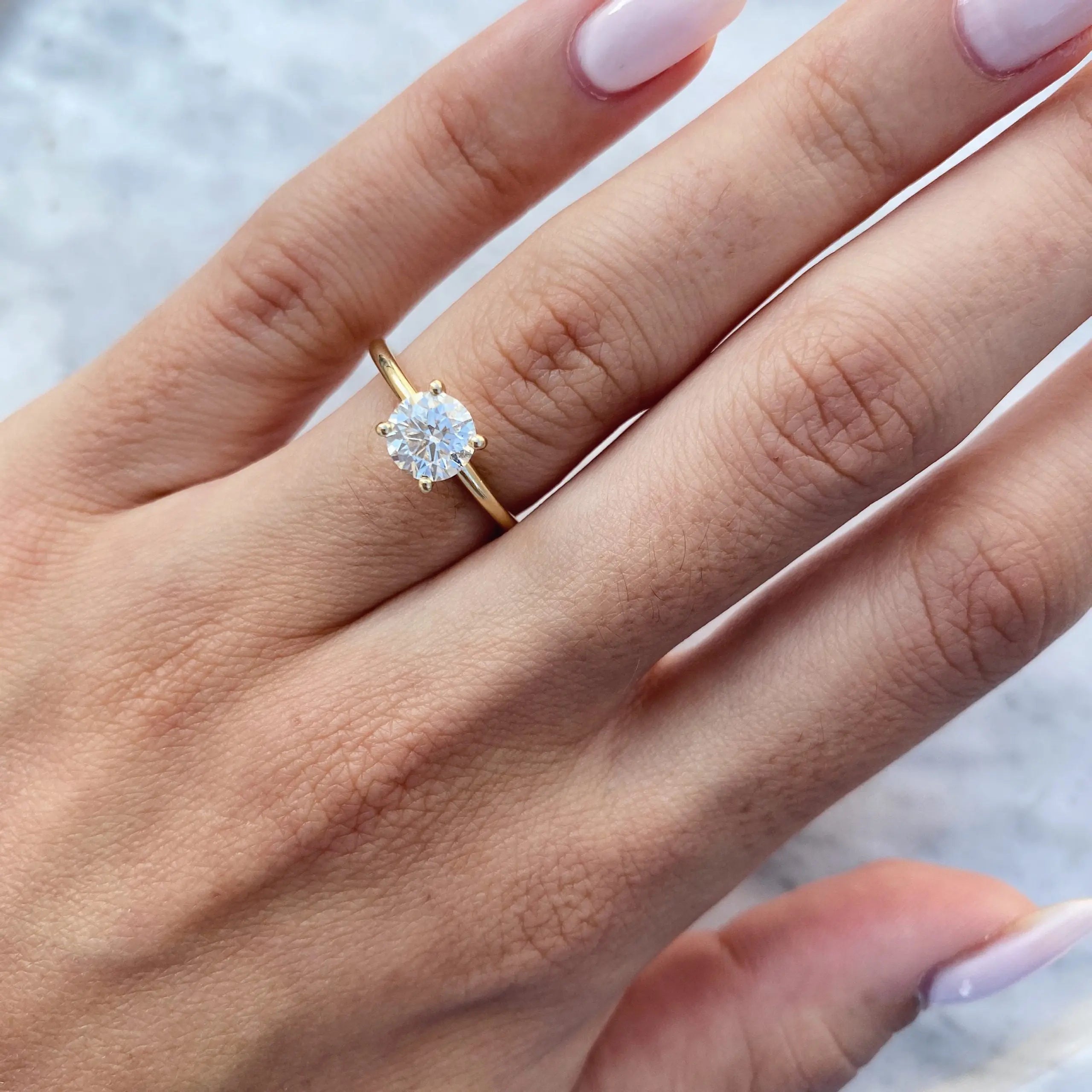 1.50 ct Round D- VVS Lab Grown Diamond Hidden Halo Engagement Ring