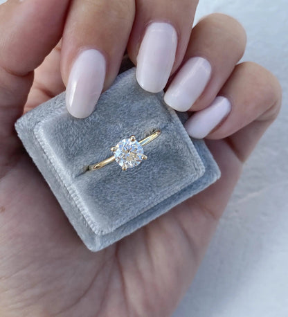 1.50 ct Round D- VVS Lab Grown Diamond Hidden Halo Engagement Ring