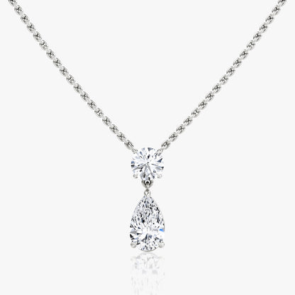 3.5 CTW Pear & Round D-VVS Lab Grown Diamond Two Stone Necklace