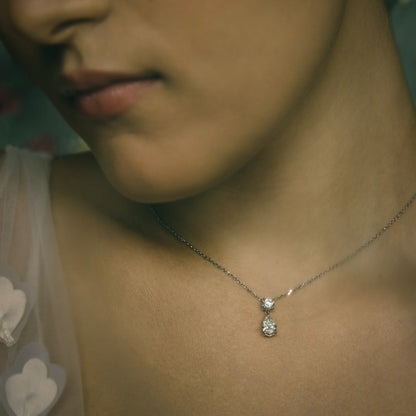 3.5 CTW Pear & Round D-VVS Lab Grown Diamond Two Stone Necklace