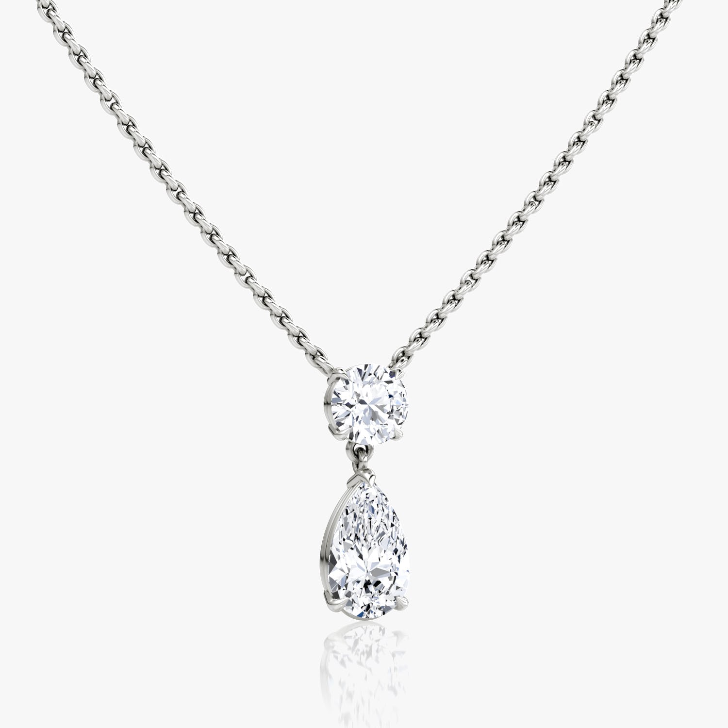 3.5 CTW Pear & Round D-VVS Lab Grown Diamond Two Stone Necklace