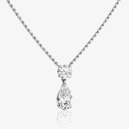 3.5 CTW Pear & Round D-VVS Lab Grown Diamond Two Stone Necklace