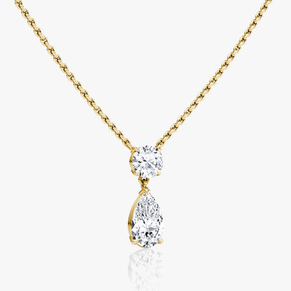 3.5 CTW Pear & Round D-VVS Lab Grown Diamond Two Stone Necklace