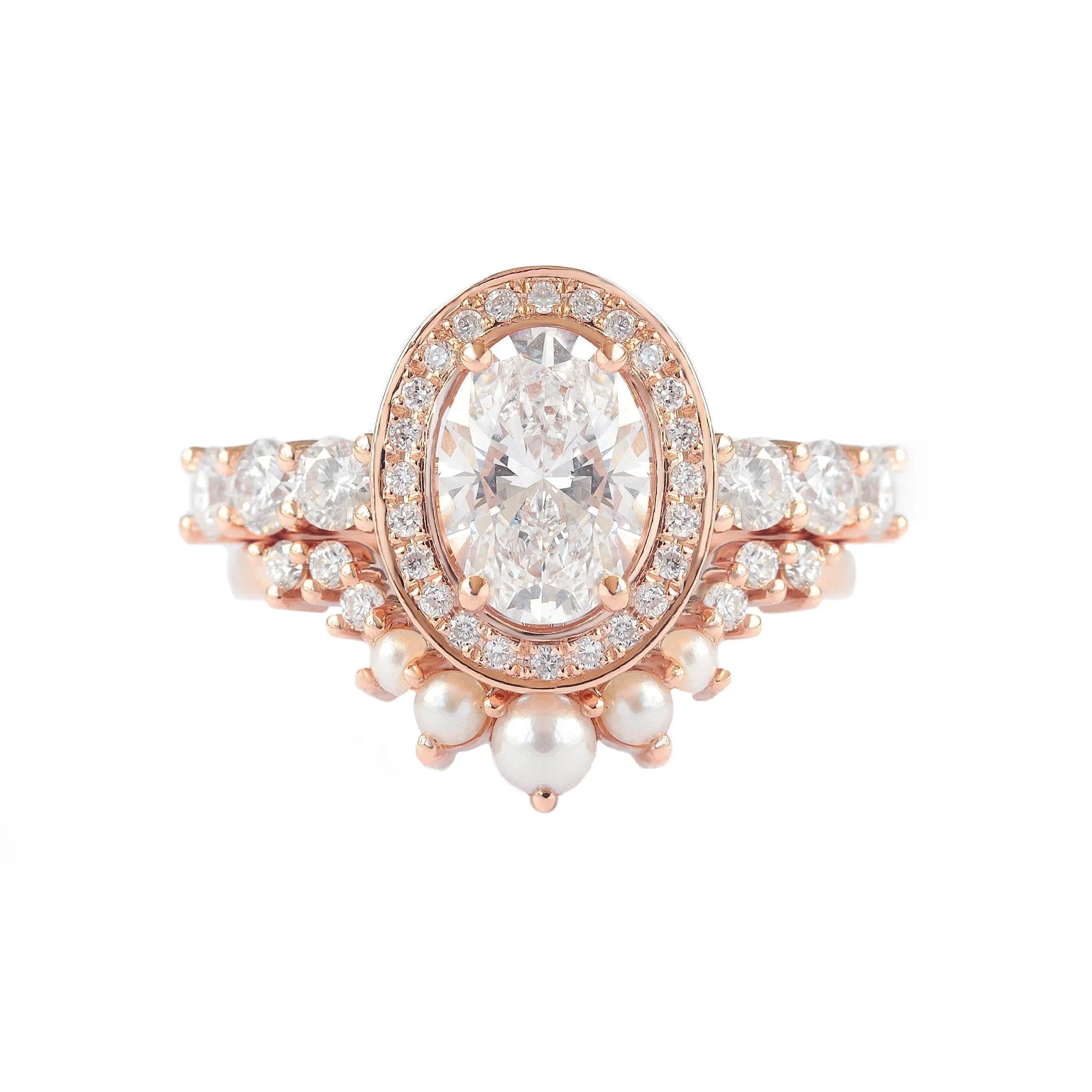 1.50 ct Oval D- VVSLab Grown Diamond Unique Halo Engagement Ring