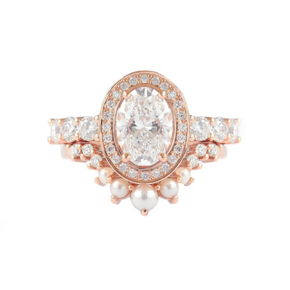 1.50 ct Oval D- VVSLab Grown Diamond Unique Halo Engagement Ring