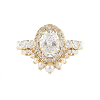 1.50 ct Oval D- VVSLab Grown Diamond Unique Halo Engagement Ring