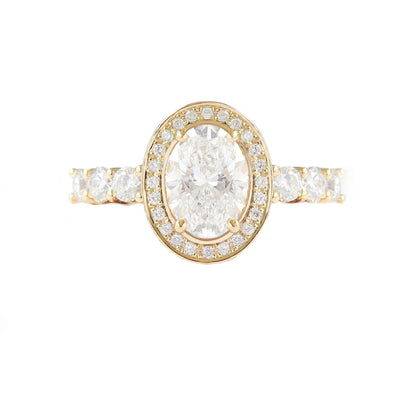 1.50 ct Oval D- VVSLab Grown Diamond Unique Halo Engagement Ring