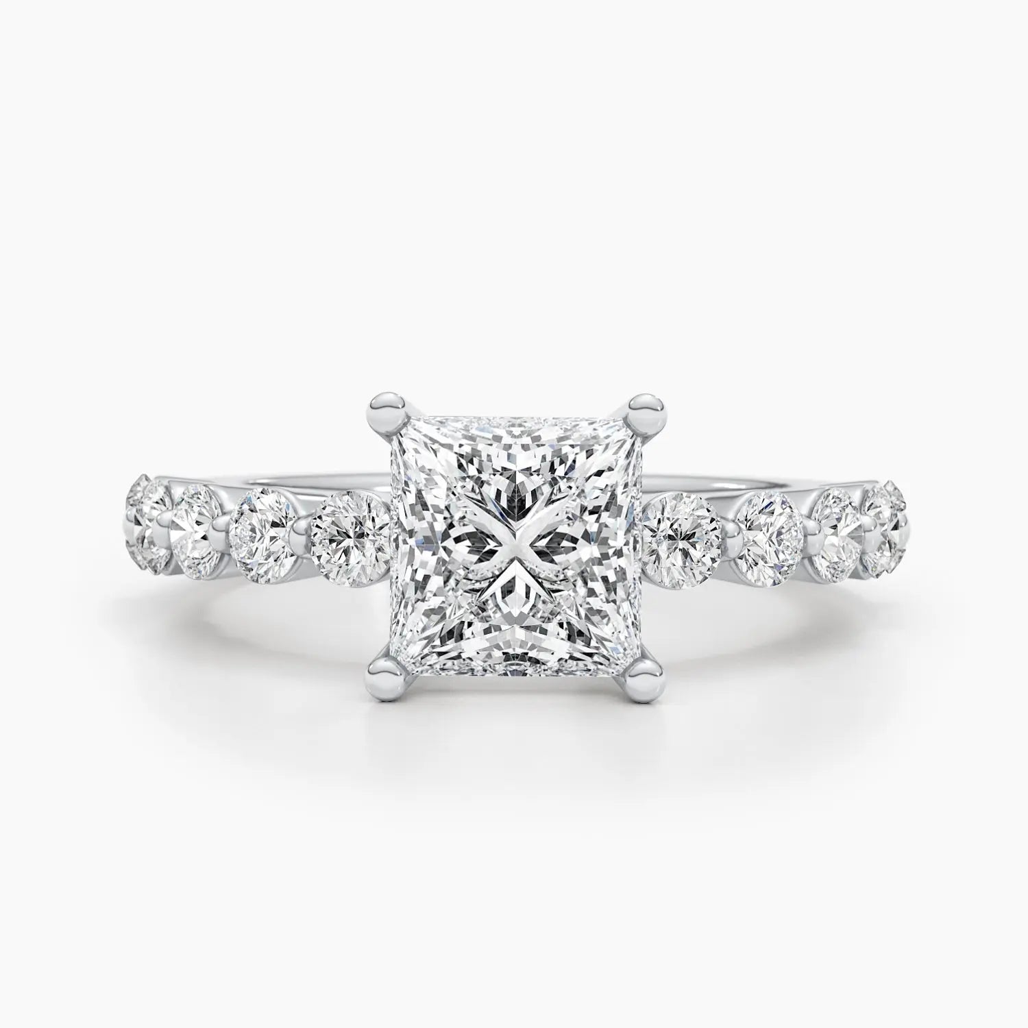 1.50 ct Princess Cut D- VVS Lab Grown Diamond Pave Engagement Ring