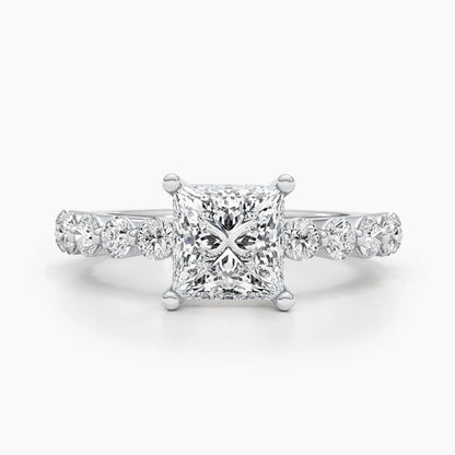 1.50 ct Princess Cut D- VVS Lab Grown Diamond Pave Engagement Ring