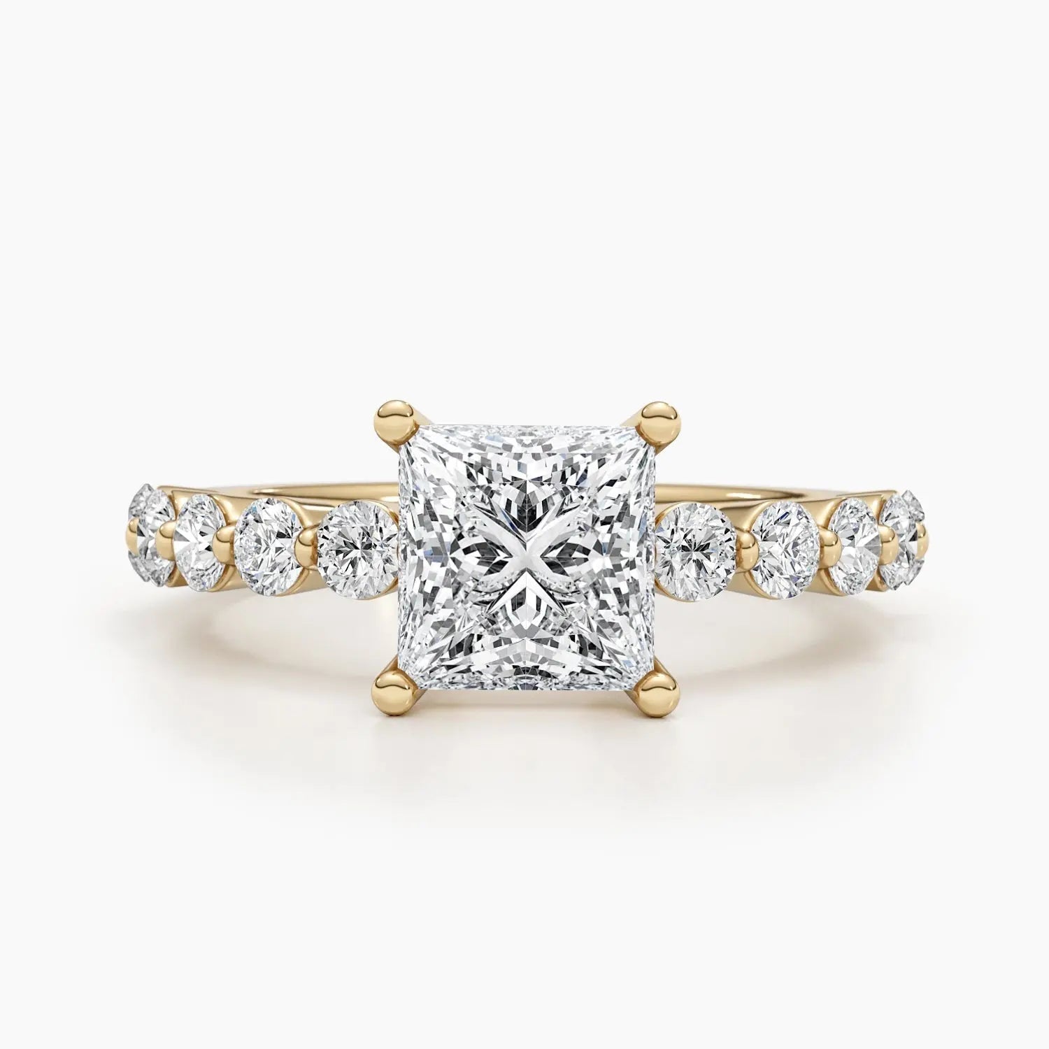 1.50 ct Princess Cut D- VVS Lab Grown Diamond Pave Engagement Ring