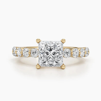 1.50 ct Princess Cut D- VVS Lab Grown Diamond Pave Engagement Ring