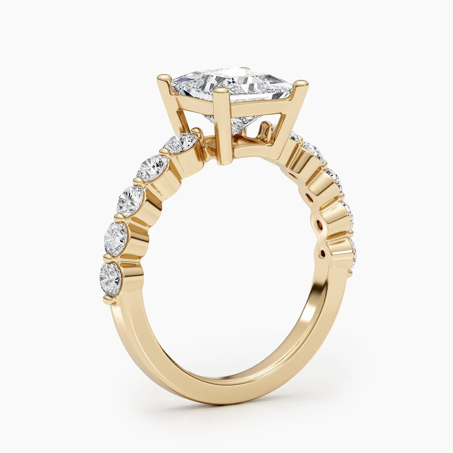 1.50 ct Princess Cut D- VVS Lab Grown Diamond Pave Engagement Ring