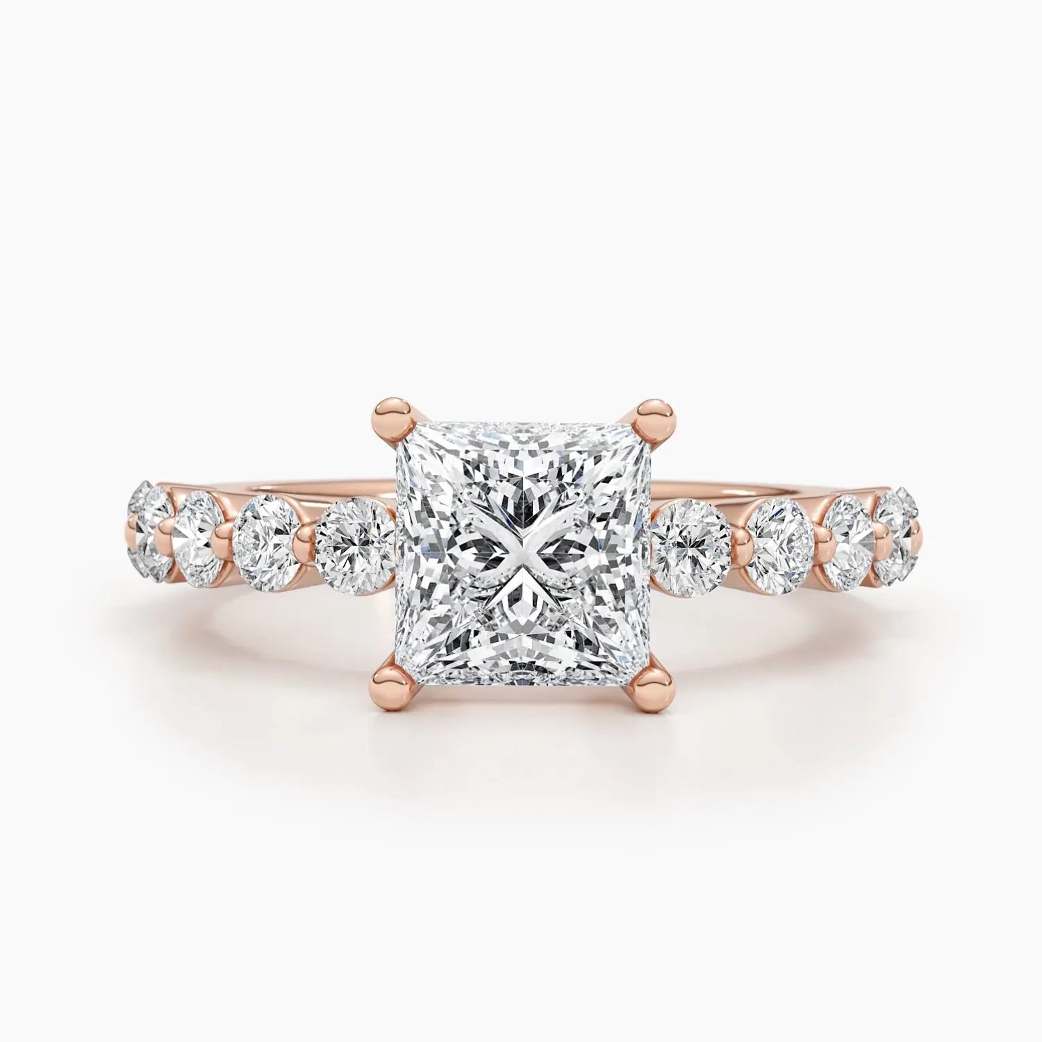 1.50 ct Princess Cut D- VVS Lab Grown Diamond Pave Engagement Ring