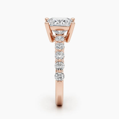 1.50 ct Princess Cut D- VVS Lab Grown Diamond Pave Engagement Ring