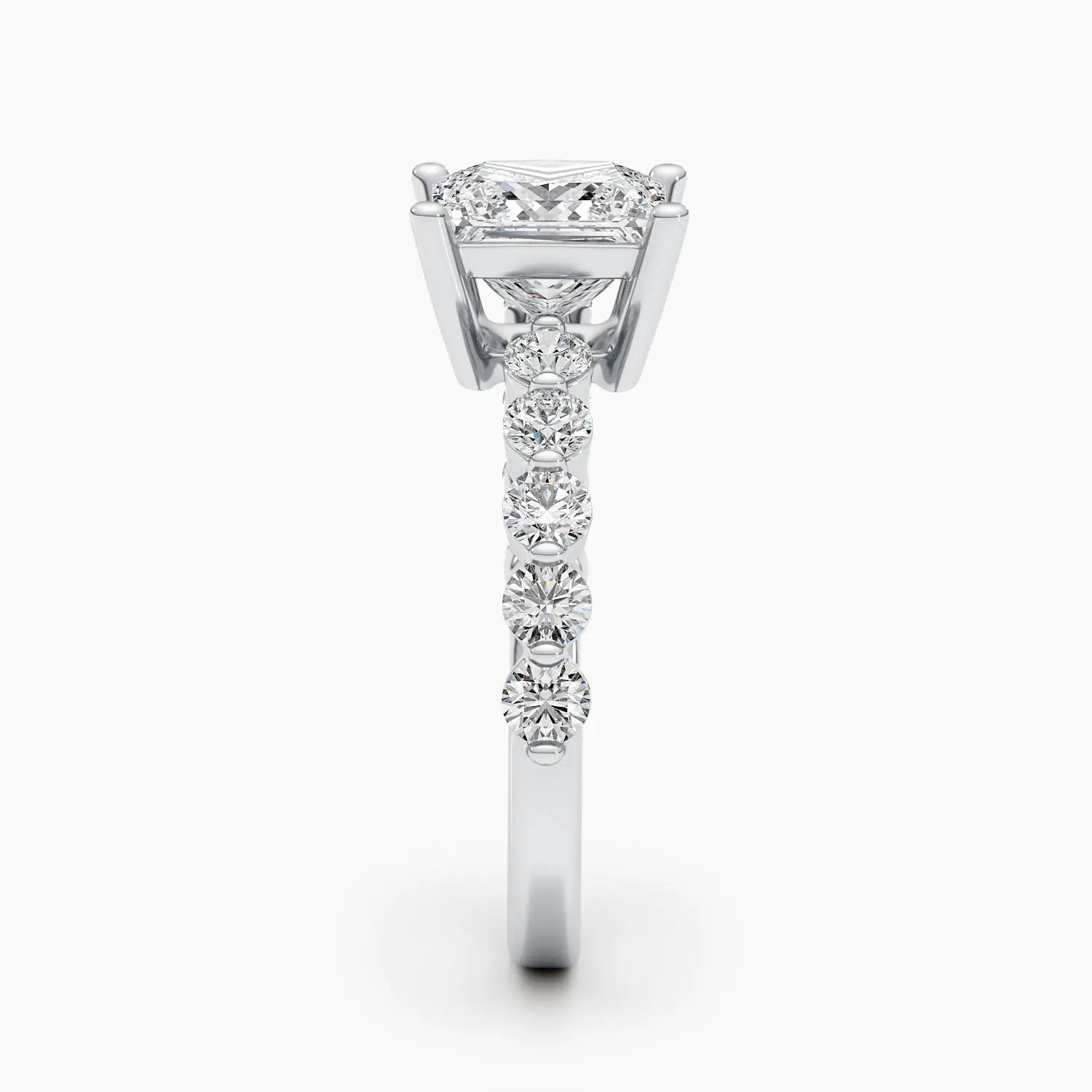 1.50 ct Princess Cut D- VVS Lab Grown Diamond Pave Engagement Ring