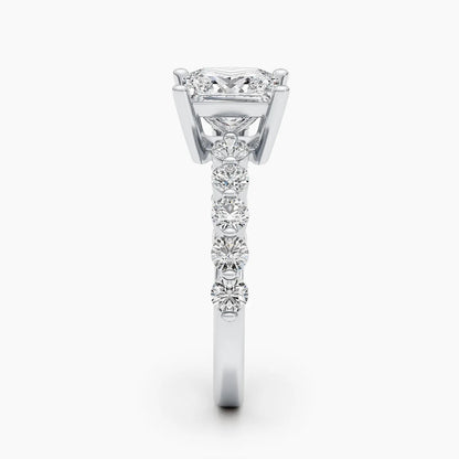 1.50 ct Princess Cut D- VVS Lab Grown Diamond Pave Engagement Ring